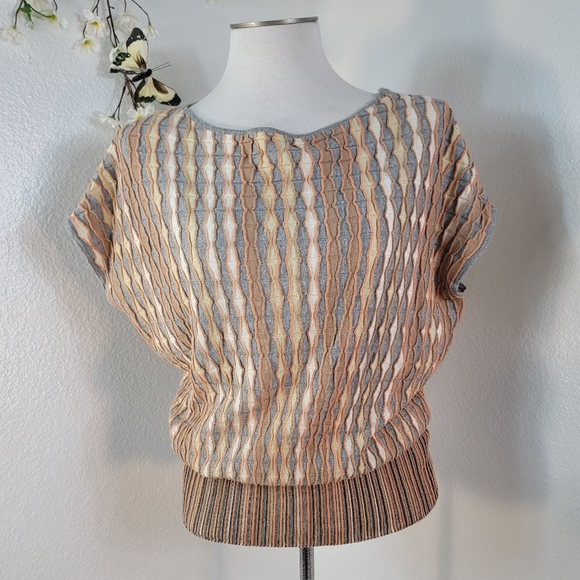 ANTHROPOLOGIE NESSA PULLOVER BY MOTH ORANGE TEXTURED SHORT SLEEVE TOP SZ SMALL - Picture 12 of 16